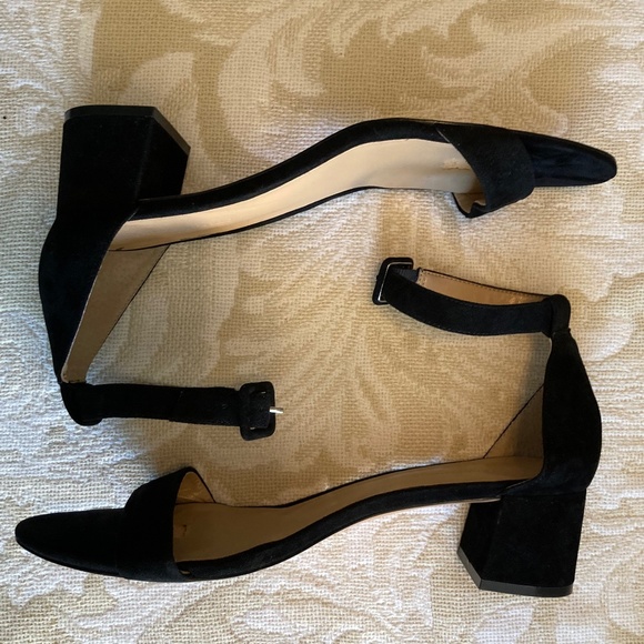 Banana Republic Shoes - Banana Republic Black Suede Bare Low Block-Heel Ankle Strap Sandals